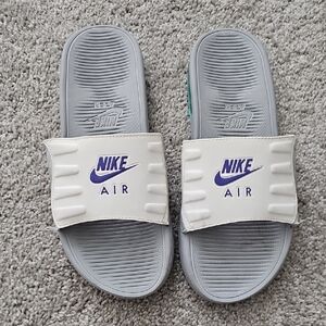 Nike Air White and Gray Slides
